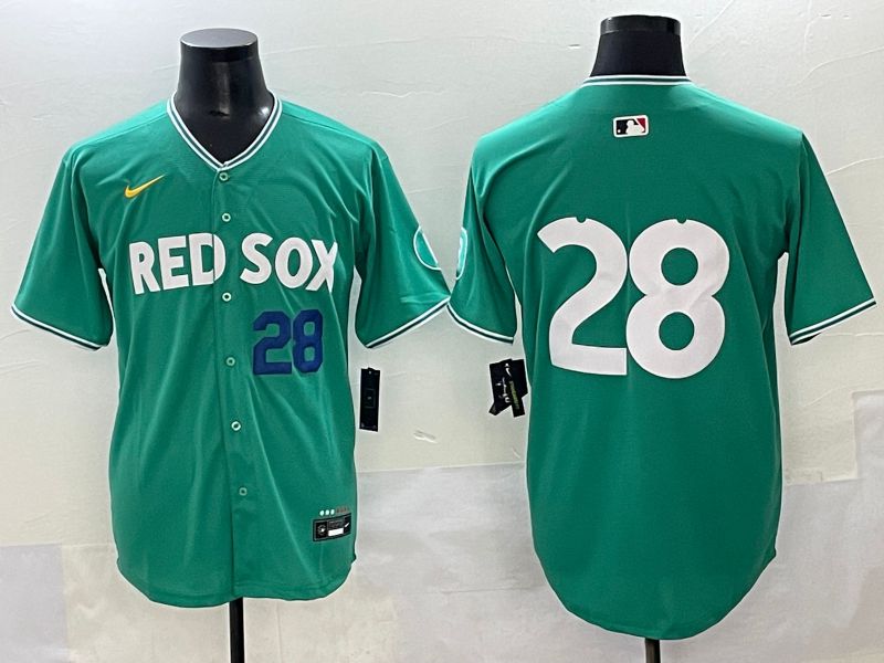 Men 2025 Boston Red Sox 28 No Name Green Joint Name Nike MLB Jersey style 3
